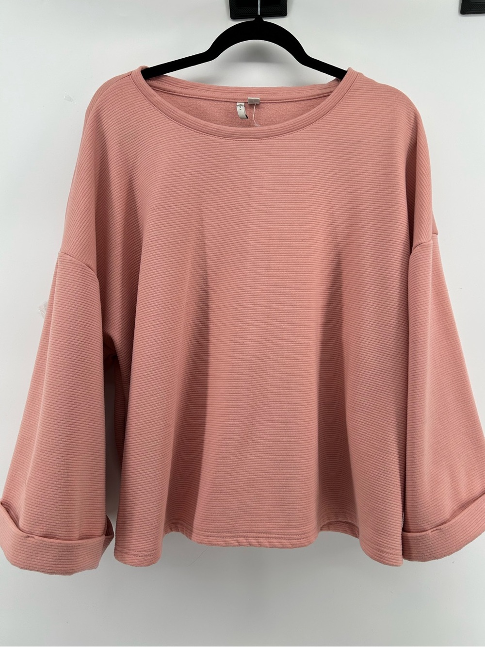 EST 1946 Ribbed Oversized Sweatshirt Material Pullover in Dusty Pink Sz 22/24W